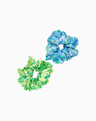 Shop Lilly Pulitzer Oversized Scrunchie Set In Hydra Blue Dandy Lions
