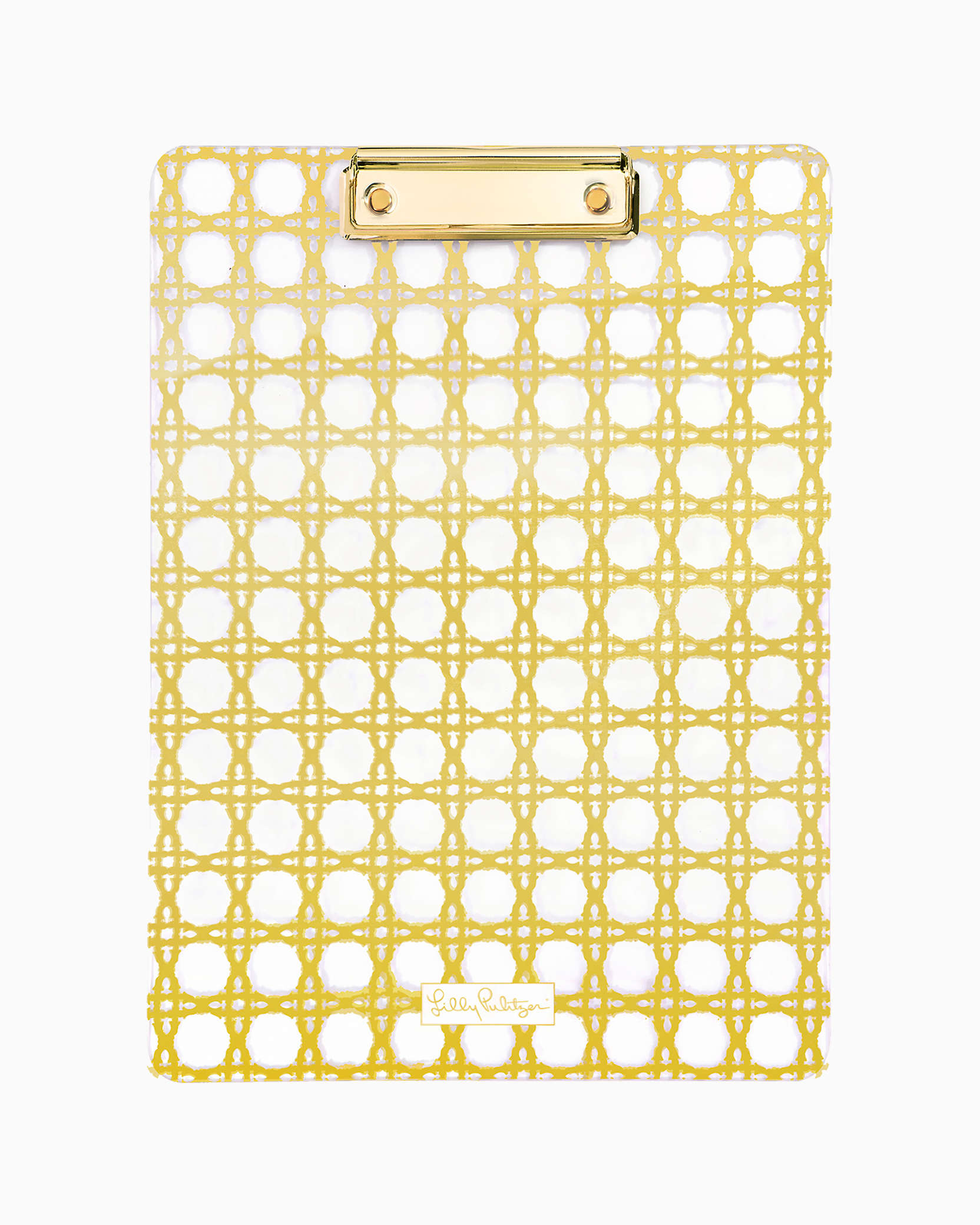 Lilly Pulitzer Acrylic Clipboard In Gold Metallic Caning