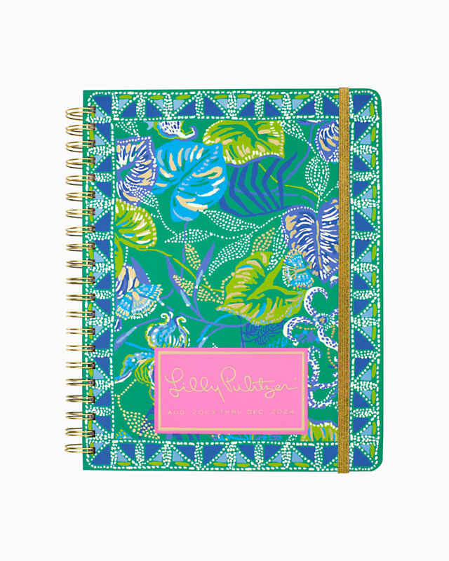 2023-2024 17 Month Jumbo Agenda, Botanical Green In A Flutter, large - Lilly Pulitzer