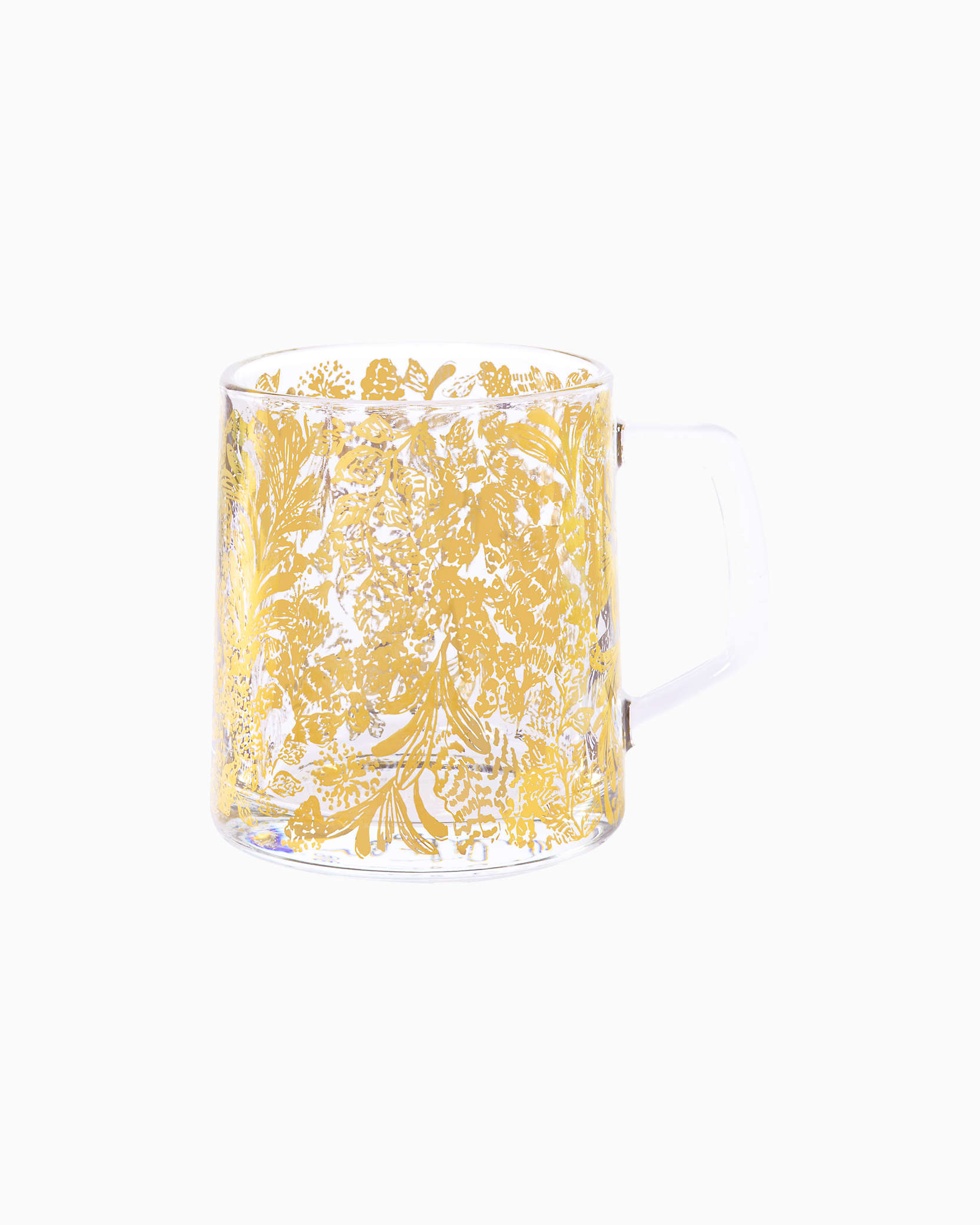 Lilly Pulitzer Glass Mug In Gold Metallic Calypso Coast