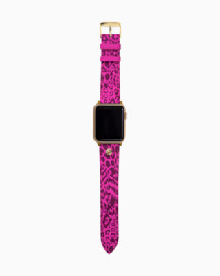 Lilly Pulitzer Women's Gold Large Apple Watch Band, Leather