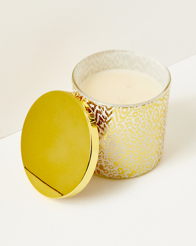Printed Candle, Gold Metallic Pattern Play, large - Lilly Pulitzer