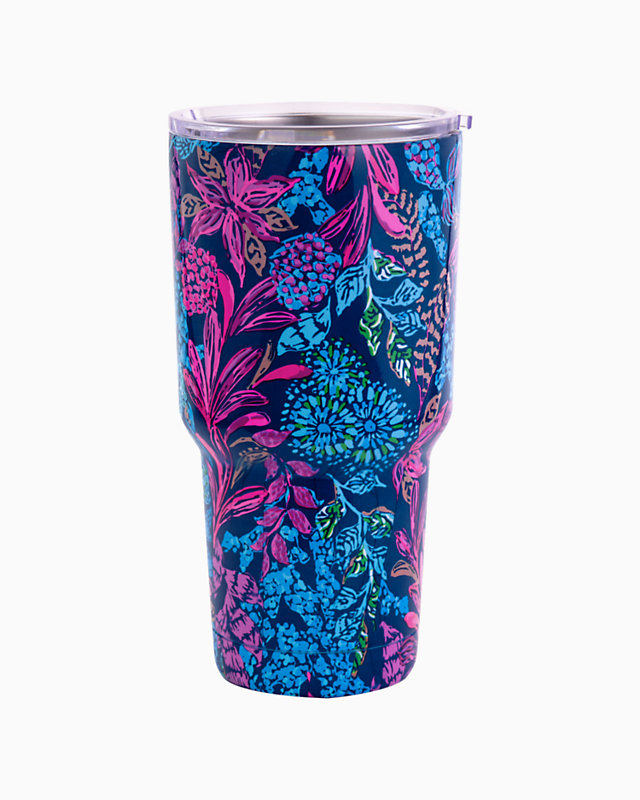 Stainless Steel Insulated Large Tumbler, Aegean Navy Calypso Coast, large - Lilly Pulitzer
