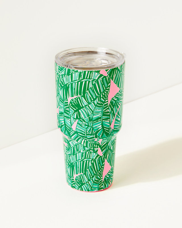 Stainless Steel Insulated Large Tumbler, Conch Shell Pink Lets Go Bananas, large - Lilly Pulitzer