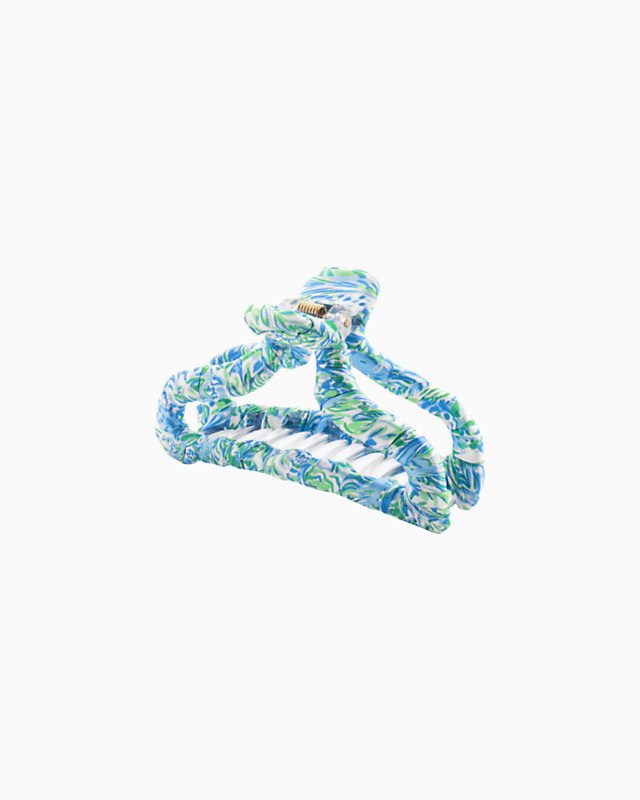 Fabric Wrapped Claw Clip, Hydra Blue Dandy Lions, large - Lilly Pulitzer