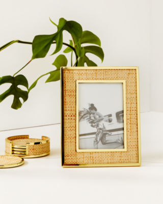 Gold Metal and Raffia Frame, , large  - Lilly Pulitzer