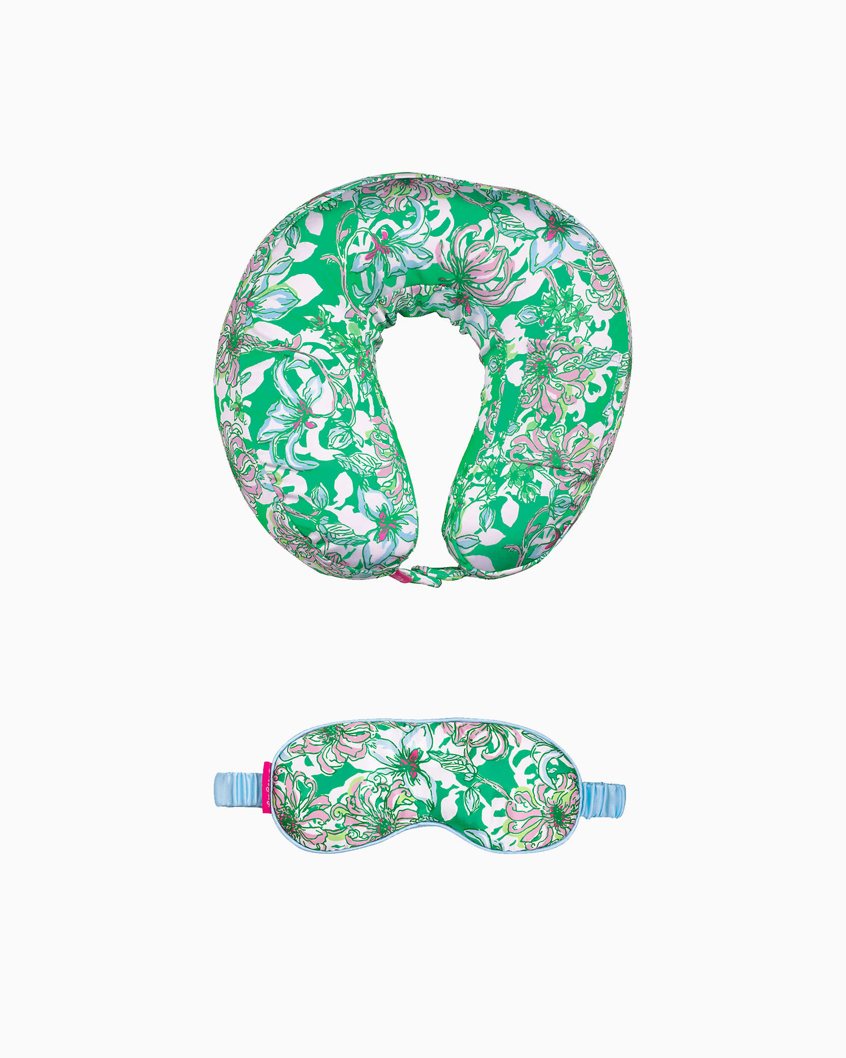 Shop Lilly Pulitzer Neck Pillow And Eye Mask Set In Spearmint Blossom Views