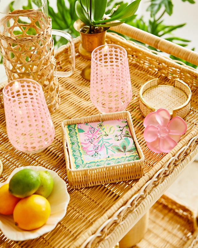 Paper Cocktail Napkins with Raffia Holder, Multi Via Amore Spritzer, large - Lilly Pulitzer