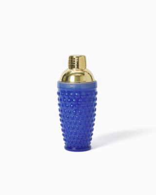 Glass Hobnail Cocktail Shaker, Blue Stream, large - Lilly Pulitzer