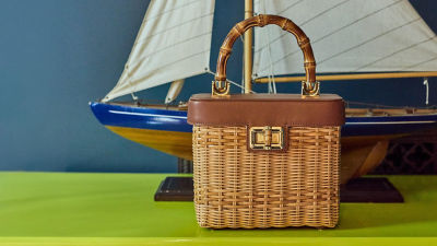 Brown wicker bag