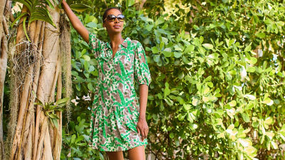 Women wearing green printed dress