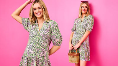 Woman wearing a printed dress