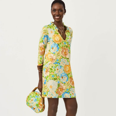 Woman wearing a printed dress