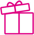 Pink gift box symbolic icon