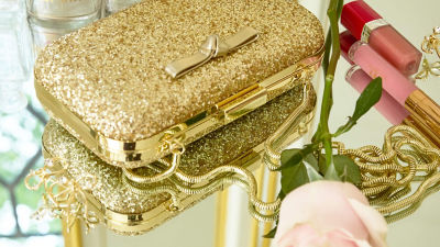 Gold glitter clutch
