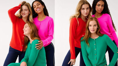 Women wearing colorful cardigans