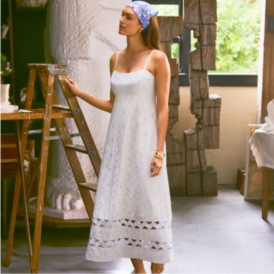 Woman in a long white dress