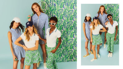 Group of women wearing blue and green active outfits