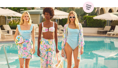 Women wearing coordinating swim outfits