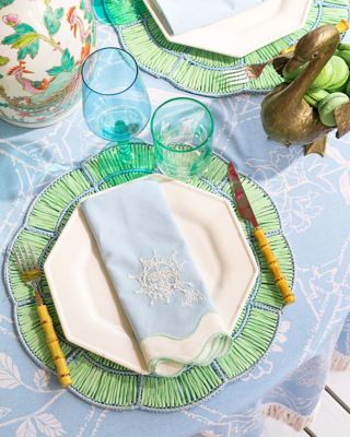Spring blue and green table setting