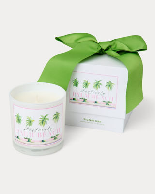 White and green candle and box