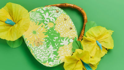 Green and yellow printed bag
