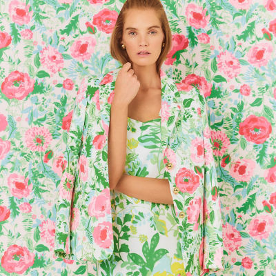 Woman wearing floral printed outfit