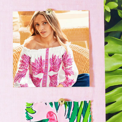 Woman wearing a pink and white top