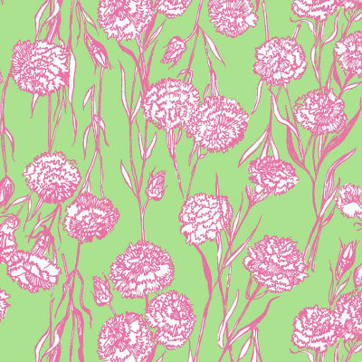 Green and pink floral print
