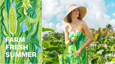 Woman wearing a green printed dress