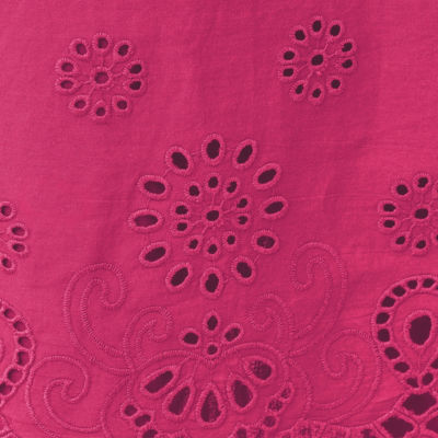 Mialeigh Dress, Berry Bouquet Scalloped Eyelet Border Poplin, swatch