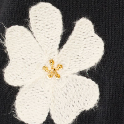 Millard Sweater, Black Big Lillys Flower Embroidery, swatch