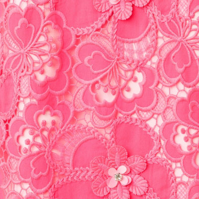 Malena Lace Shift Dress, Cherry Blossom Pink Flower Pop Lace, swatch