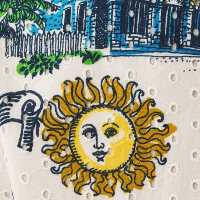 Axton Eyelet Dress, Coconut Key West Toile, swatch
