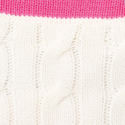 Brockton Cotton Sweater, Coconut X Pink Aster Tipping, swatch