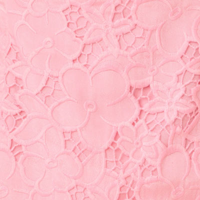 Jules Skirted Romper, Conch Shell Pink Flower Bunch Cut Work Embroidery, swatch