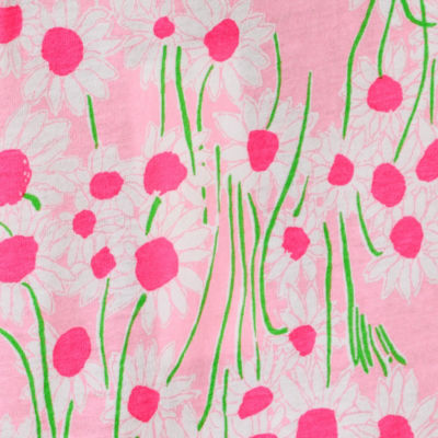 Clairmont 3/4 Sleeve Lace Trimmed Knit Top, Conch Shell Pink Lil Sunny Daisies, swatch