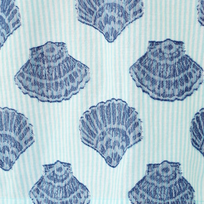 Mialeigh Elbow Sleeve Dress, Day Dream Blue Seashell Jacquard Yarn Dyed Stripe, swatch