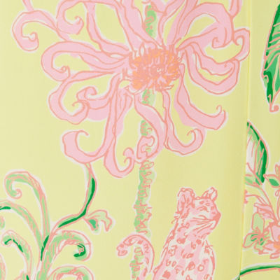 Soumya Short Sleeve Bow Romper, Finch Yellow Tropical Oasis Engineered Romper, swatch