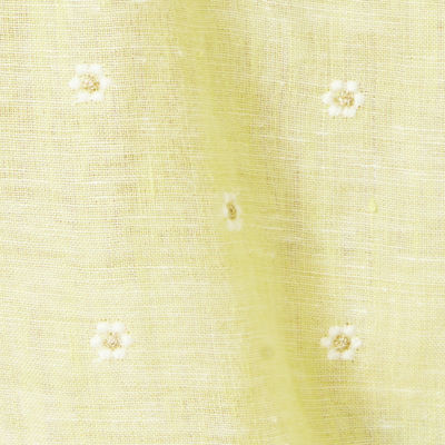 Jocelyn Linen Dress, Finch Yellow You Drive Me Daisy Embroidered Linen, swatch
