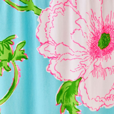 Sidonie Stretch Shift Dress, Fresh Water Blue Bursting Blooms Engineered Shift, swatch