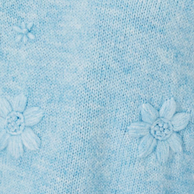 Elizabelle Sweater, Heathered Bonaire Blue Coastal Flowers, swatch