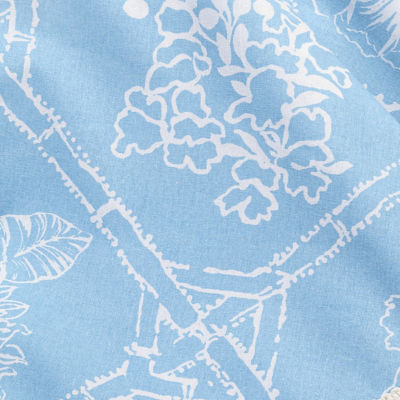 Round Fringe Tablecloth, Hydrangea Blue Lilly Garden Botanical Home, swatch