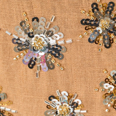 Tamala Beaded Shift Dress, Iced Latte Sparkler Embellished Linen Blend, swatch