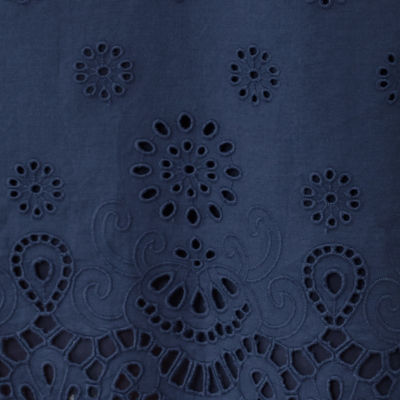 Wayland Midi Dress, Low Tide Navy Scalloped Eyelet Border Poplin, swatch