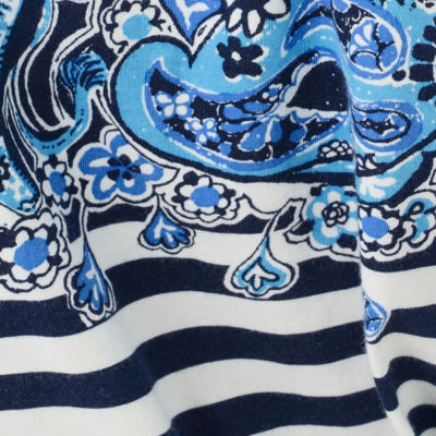 Clairmont 3/4 Sleeved Knit Top, Low Tide Navy The Casbah Engineered Striped Top, swatch