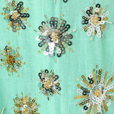 Teonna Beaded Maxi Dress, Mint Condition Sparkler Embellished Linen Blend, swatch