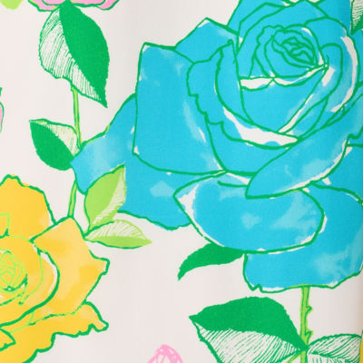 Izela Midi Skirt, Multi Rose Bud Engineered Skirt, swatch