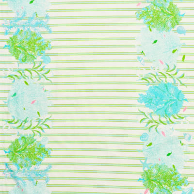 Engineered Coral Stripe Tablecloth, Multi Sea Fan Stripe Tablecloth, swatch