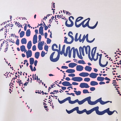 Barreto Knit Top, Multi Sun Sea Motifs Graphic, swatch
